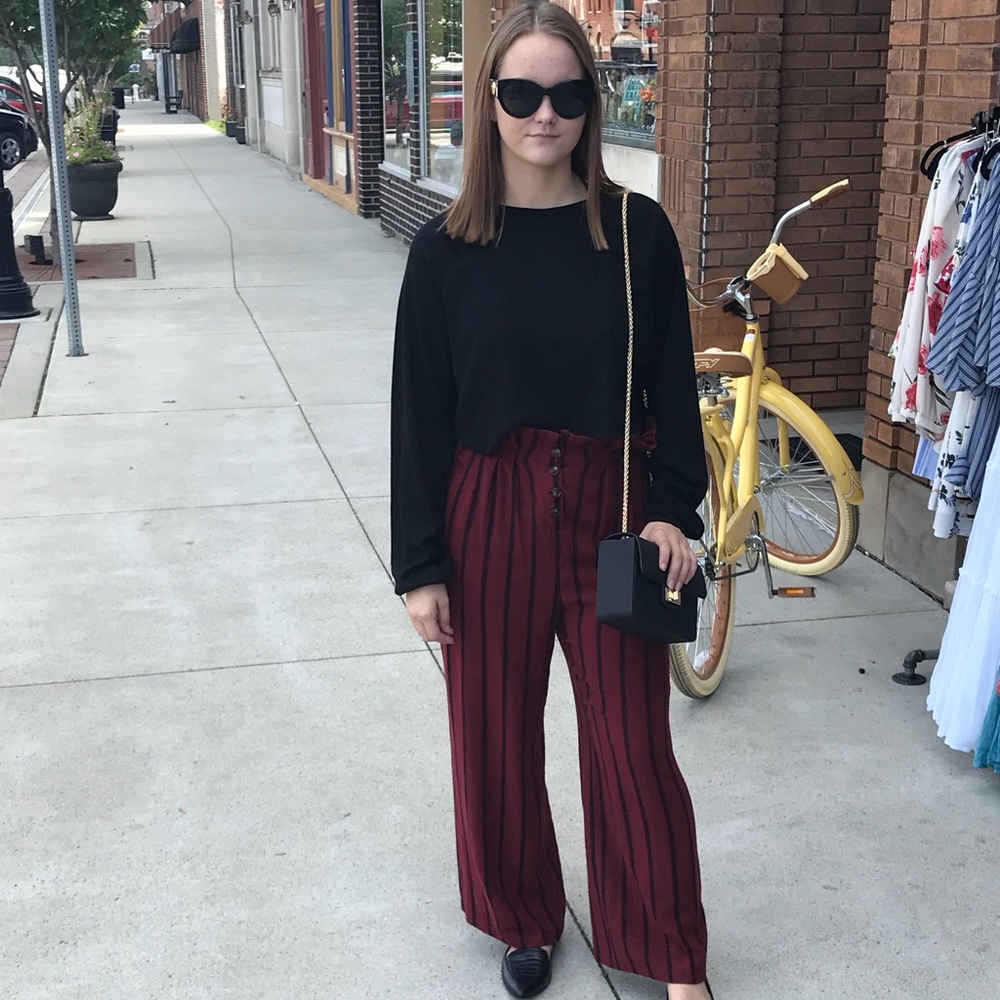 Gorgeous wine stripped pants